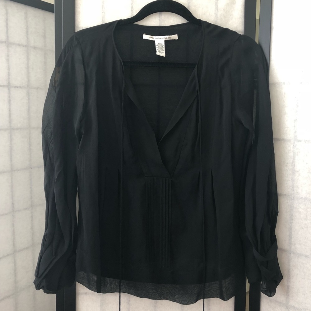 Diane von Furstenberg Black Silk Blouse